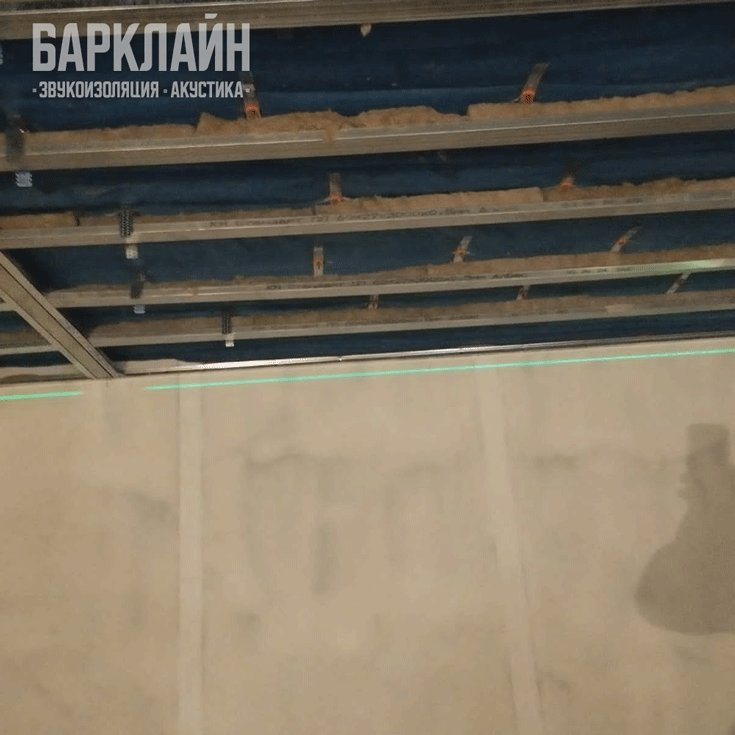 Монтаж каркаса для звукоизоляции потолка барабанной студии в Москве, эффективные каркасные решения