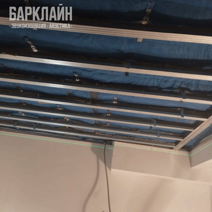 Установка каркаса для звукоизоляции потолка барабанной студии в Москве, эффективные каркасные решения