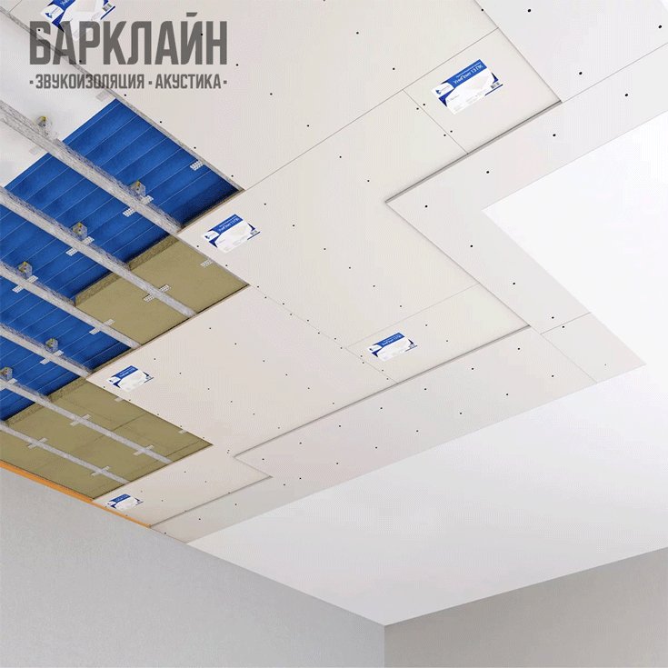 Каркасная система звукоизоляции для потолка "Барклайн Премиум Плюс" в ресторане