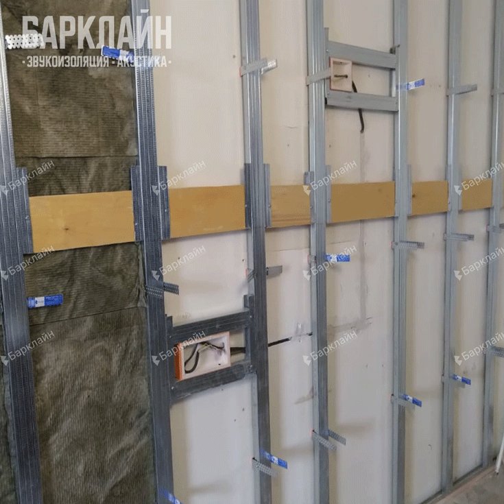 Монтаж звукоизоляционных панелей УниПлит на готовый каркас.